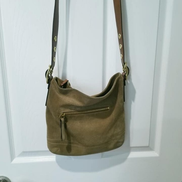 Coach Handbags - Coach brown suede leather cross body bag.
